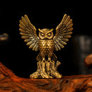 Brass Owl on Tree Trunk with Spread Wings Totem / Animal Spirit Figurine ☀️BV014