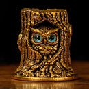 Brass Owl in Tree Trunk Totem / Animal Spirit Figurine ☀️BV009