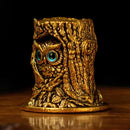 Brass Owl in Tree Trunk Totem / Animal Spirit Figurine ☀️BV009