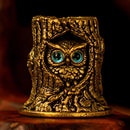 Brass Owl in Tree Trunk Totem / Animal Spirit Figurine ☀️BV009