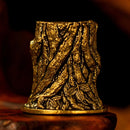 Brass Owl in Tree Trunk Totem / Animal Spirit Figurine ☀️BV009
