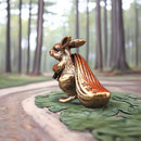 Brass Rabbit Holding Wealth / Money Sack Animal / Spirit Totem Figurine FB1316 🐇