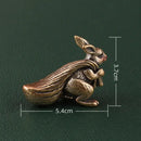 Brass Rabbit Holding Wealth / Money Sack Animal / Spirit Totem Figurine FB1316 🐇