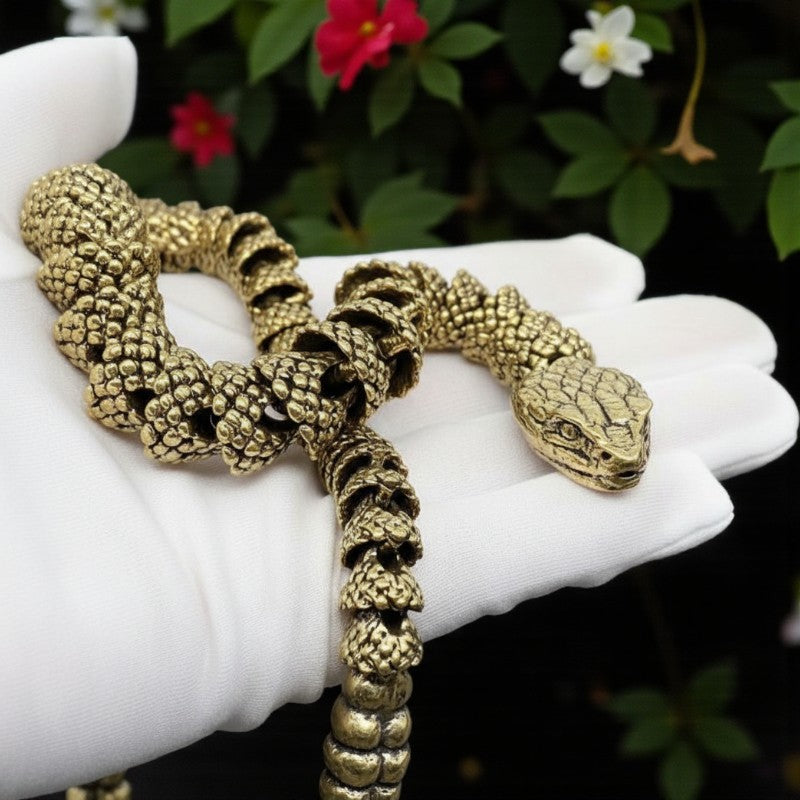 Brass Rattlesnake Moveable Figurine - Animal Totem / Spirit Animal FB2750 🪭🍃🪭