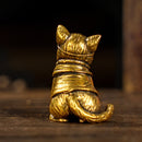 Brass Scholar Cat with Glasses Totem / Spirit Figurine 🐉 BV015