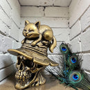 Brass Skull with Hat and Cat Figurine 🔔 FB1127