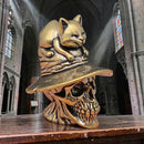 Brass Skull with Hat and Cat Figurine 🔔 FB1127