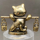 Brass Good Luck / Treasure Cat - Maneki-neko - Spirit / Totem Animal Figurine FB2197 🦌🦌