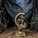 Brass Witch and Cat on Moon Spirit / Totem Animal Figurine 🔔🧹🔔 FB1962