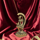 Brass Witch and Cat on Moon Spirit / Totem Animal Figurine 🔔🧹🔔 FB1962