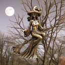 Brass Witch on Broomstick Spirit / Totem Animal Figurine FB1313 🧹
