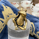 Brass Zen Frog Crossed Legs Totem / Spirit Animal Mini Figurine FB2690 🍀