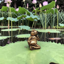 Brass Zen Frog on Side Lying  / Spirit Animal Mini Figurine FB2719 👒