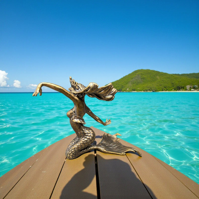 Brass Mermaid with Flowing Hair Figurine, Spirit Totem  FB2526 🩷🧜🏻‍♀️🩷