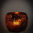 Brown Glass Mosaic LED T-Light Candle Holder 🪔 FB2045