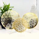 Flower of Life Golden Brass Crystal Grid Base FB1102 🌿