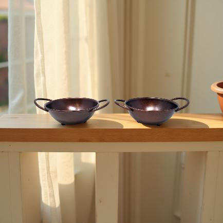 Antiqued Copper Finish Metal Bowl with Dual Handles FB3087 🪔