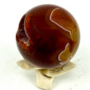 Carnelian Sphere - 50mm & Tripod Sphere Holder | Energizing Crystal for Creativity, Courage & Motivation 🧡 FB2237