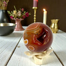 Carnelian Sphere - 50mm & Tripod Sphere Holder | Energizing Crystal for Creativity, Courage & Motivation 🧡 FB2237