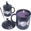 Moon Phases with Cat, 3 in 1 Mug - Candle - Incense Holder & Charm 🧿 FB3503