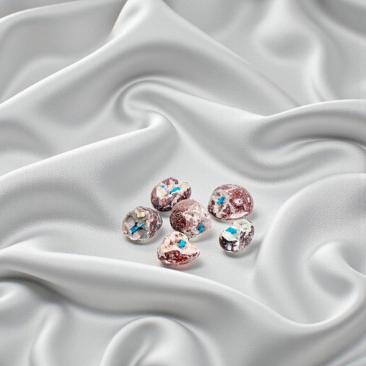 Cavansite and Stilbite from India, Natural rough tumbled pieces - Prophesy - Insight FB1825 🧡🪷🧡