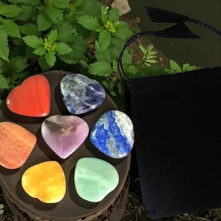Chakra Pocket Heart Set of 7 FB1095 💜💚💛