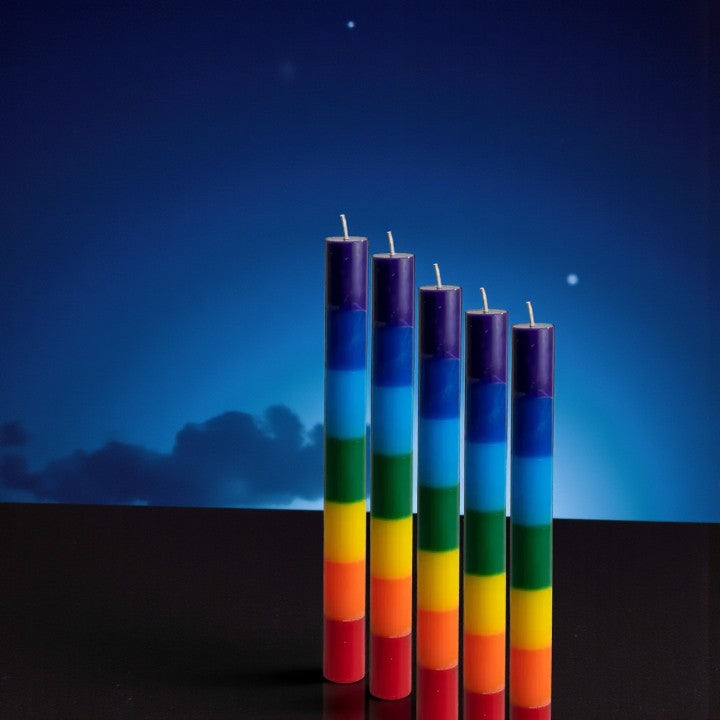 Chakra Balancing Skinny Pillar Candles, Pack of 5 FB2466 🩷💚💛💙💜