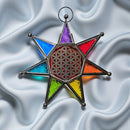 Chakra Star With Flower of Life Stained Glass Hanger FB1846 💖