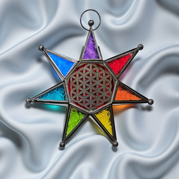 Chakra Star With Flower of Life Stained Glass Hanger FB1846 💖