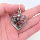 Faceted Heart Pendant filled with Assorted Gemstones with Drawstring Pouch FB2990 🌸