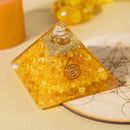 Citrine Orgone / Orgonite with Copper Spiral Pyramid FB3319 🪽