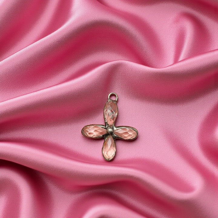 Clear Glass and Copper 2" Cross Charm FB2795 ❤️💚❤️