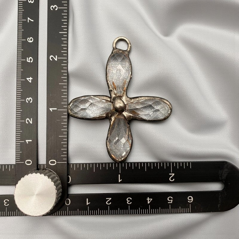 Clear Glass and Copper 2" Cross Charm FB2795 ❤️💚❤️