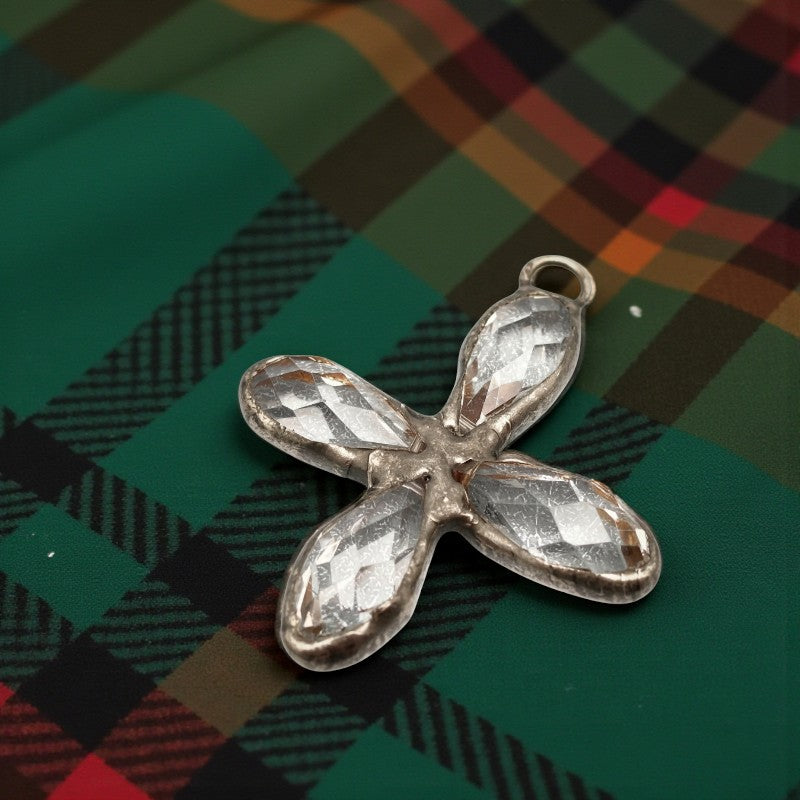 Clear Glass and Copper 2" Cross Charm FB2795 ❤️💚❤️