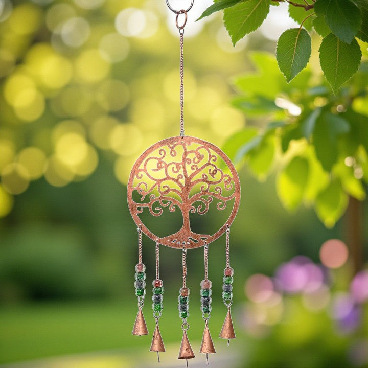 Copper Metal Tree of Life with Brass Bells Chime FB1959 🔔🔔🔔