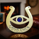 Brass Horseshoe with Evil Eye Protection FB1955 🐎