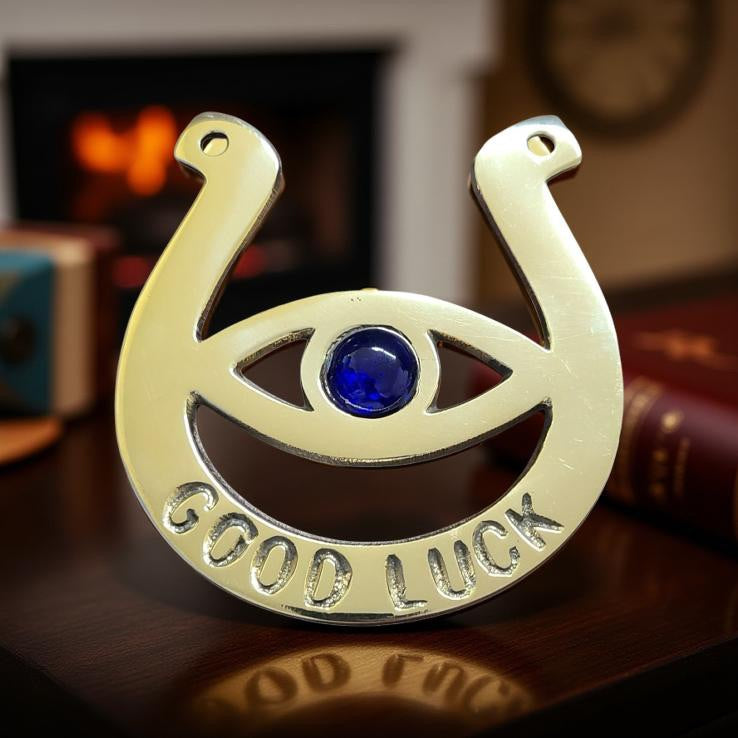 Brass Horseshoe with Evil Eye Protection FB1955 🐎
