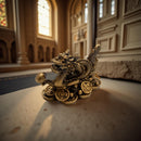 Money Dragon Figurine, Gold Resin, Feng Shui FB2371 🪭