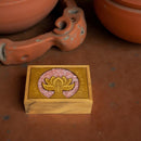 Wood Box, Velvet Lined, Laser Etched with Namaste and Rose Quartz Inlay FB1014 🪷