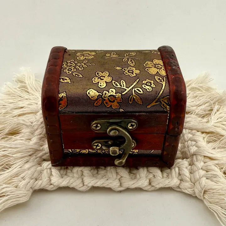 Wood Treasure Chest with Floral Inlay FB1662 🌸