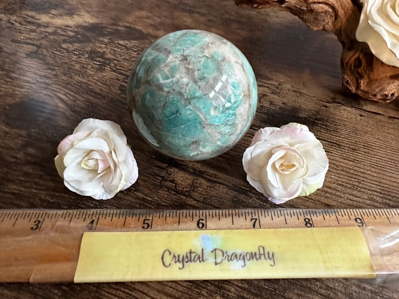Graphic Amazonite (Amazonite with Smoky Quartz) Sphere from Madagascar FB1558