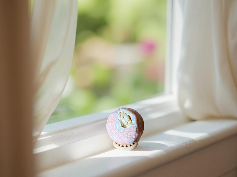 Cotton Candy Agate Sphere with Wood Stand FB2507 🌸