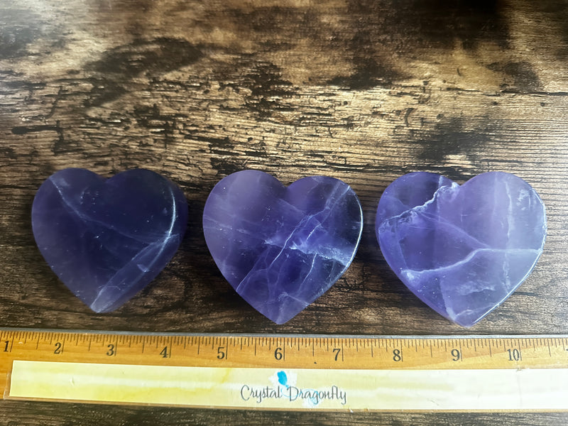 Purple Fluorite Hearts for confidence, intuition & to neutralize stress FB2257
