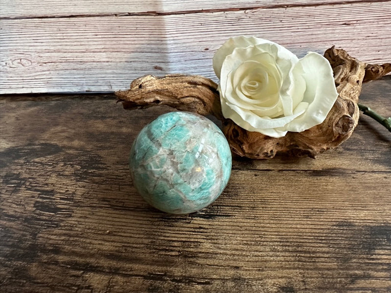 Graphic Amazonite (Amazonite with Smoky Quartz) Sphere from Madagascar FB1558