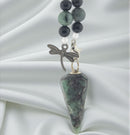 Emerald Pendulum, Beaded with Dragonfly Charm FB3383 🧚