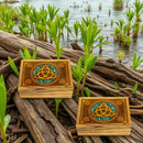 Etched Wood Triquetra Box with Green Aventurine Inlay FB1984 💚
