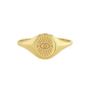 Protective Eye, Evil Eye, 14k Gold Signet Adjustable Ring FB3378