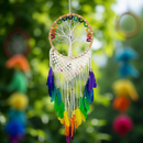 Macrame and Chakra Colors Wood Beads and Feathers Wall Hanging FB2448 🦜