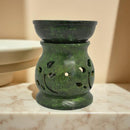 Oil Diffuser / Burner Carved Green Soapstone with Leaf Cutouts FB1338 🌵