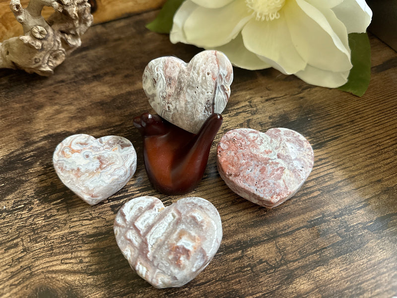 Mexico Agate Chunky Smooth Carved Hearts FB3198